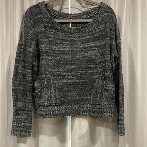 Free People Charcoal Crew Neck Sweater